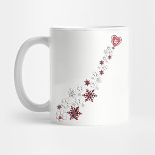 Dog Lover Paw Print Hearts & Snowflakes Dogs Mug